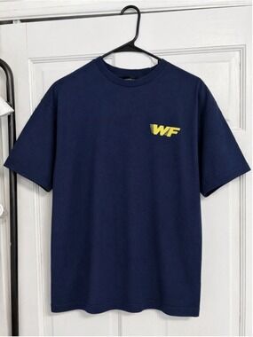 White Fox Boutique Navy Short Sleeve Tee with Yellow WF Logo #1